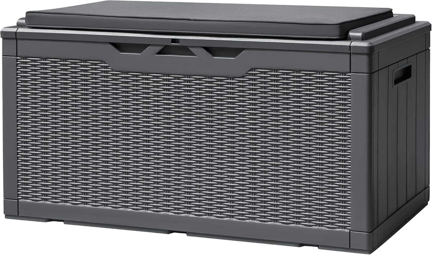 Devoko 100 Gallon Waterproof Resin Deck Box for Outdoor Storage