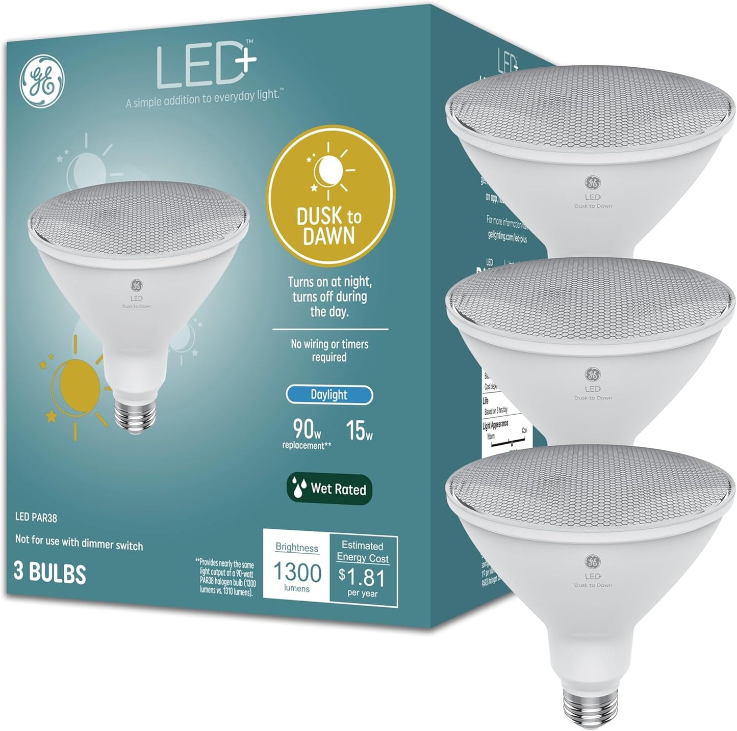 GE LED+ Dusk to Dawn Outdoor Floodlight Bulbs for Security