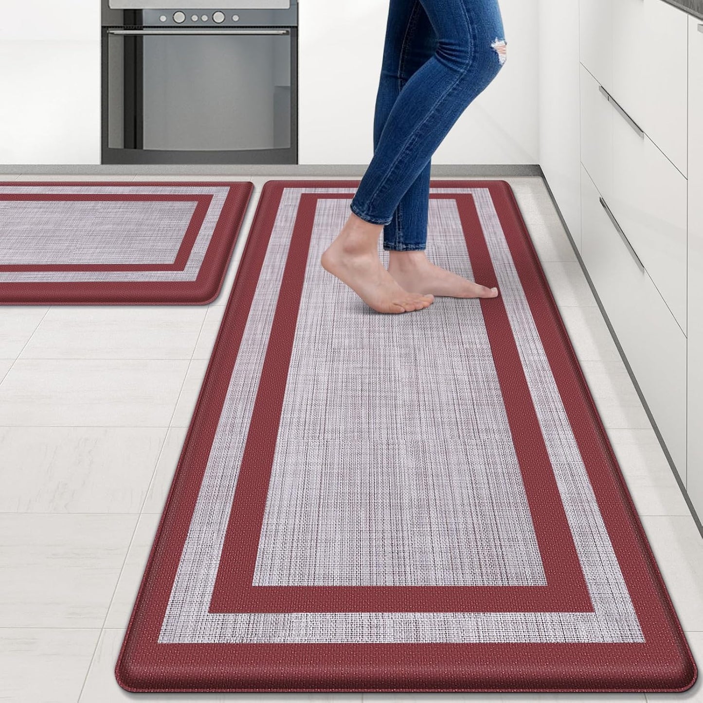 Mattitude Kitchen Mats Set of 2 Cushioned Non-Skid Waterproof Rugs