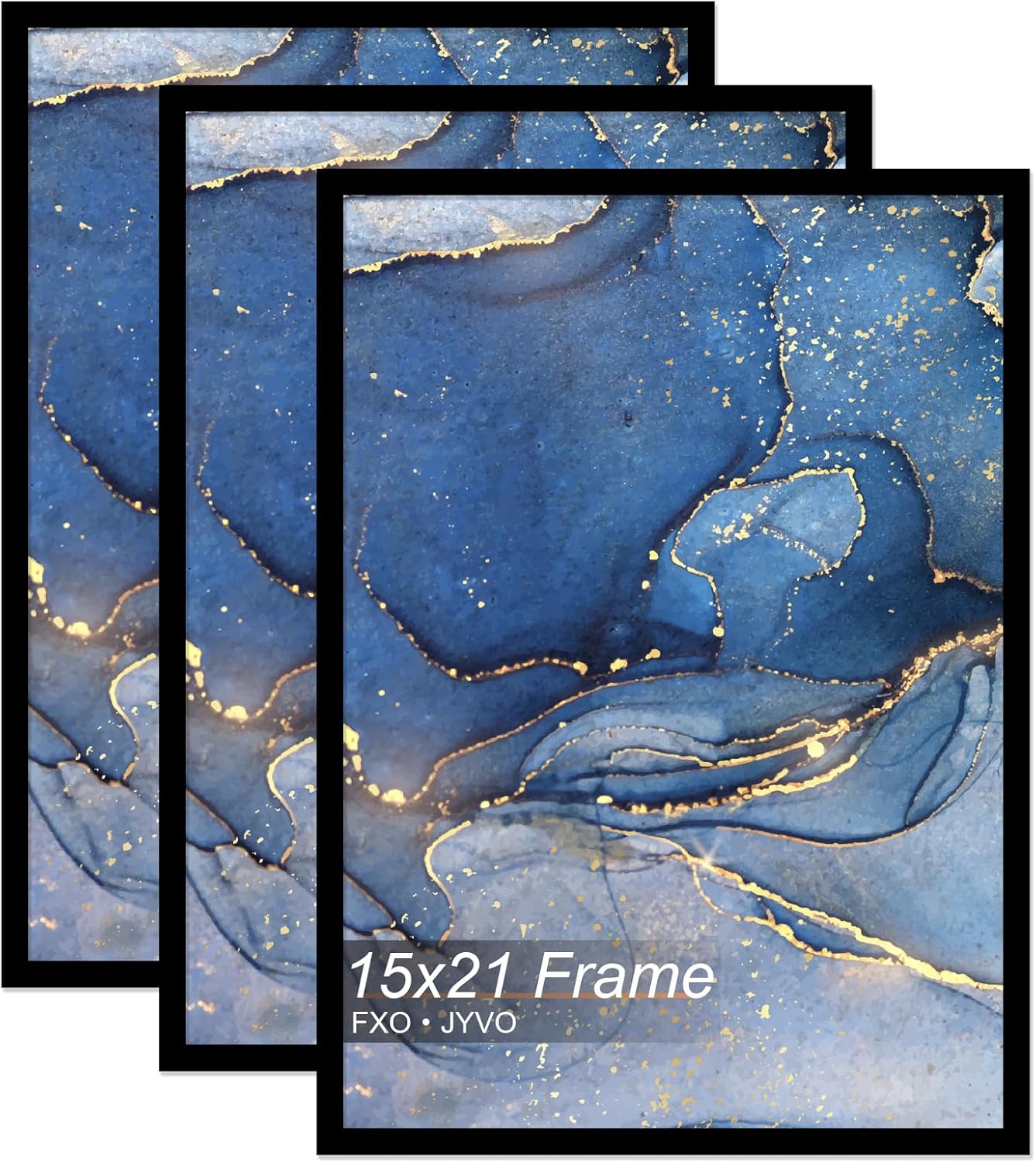 15x21 Picture Frame Set of 3 for Wall Display - Black Frames