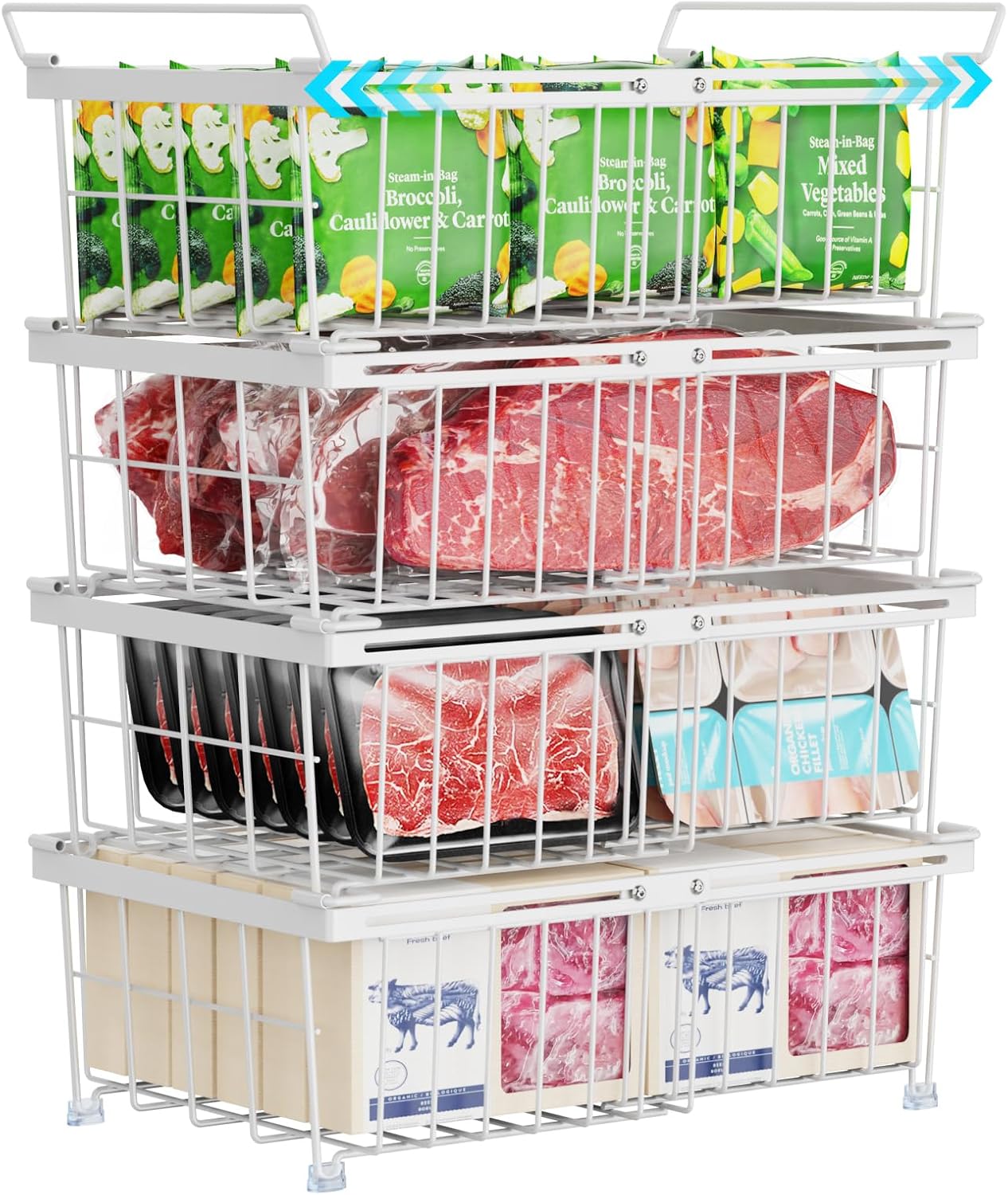 iSPECLE Freezer Organizer Bins for 10 to 20 Cu.FT Freezers