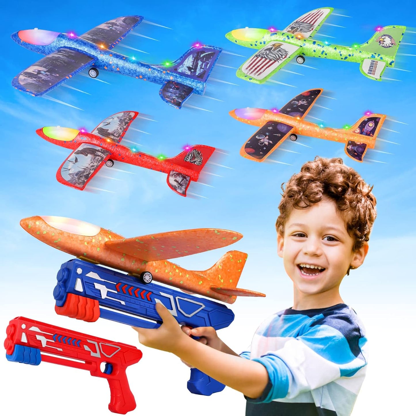 Fuwidvia 4 Pack Airplane Launcher Toys for Outdoor Fun