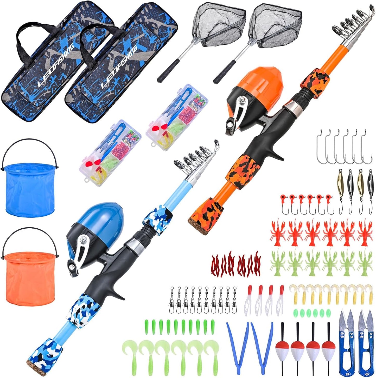 LEOFISHING Kids Fishing Pole Set with Complete Starter Kits