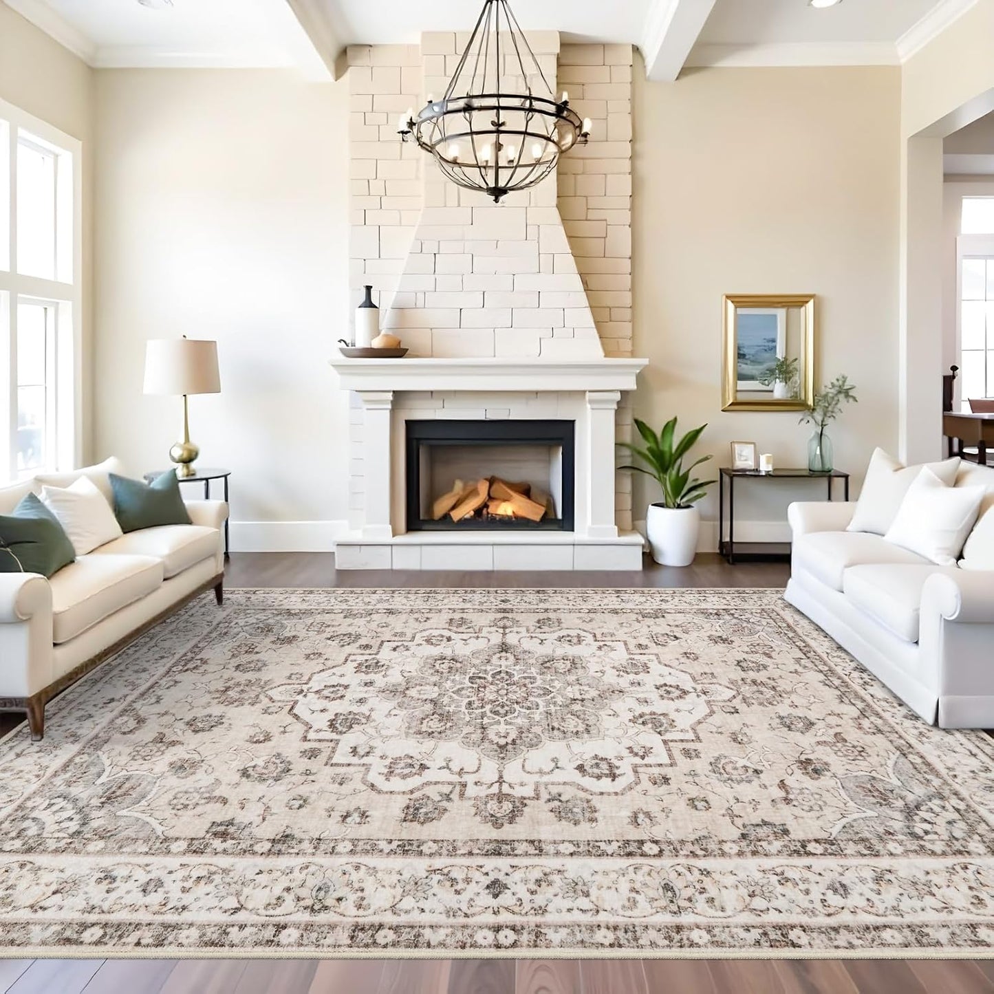 Washable 9x12 Large Area Rug for Living Room and Bedroom