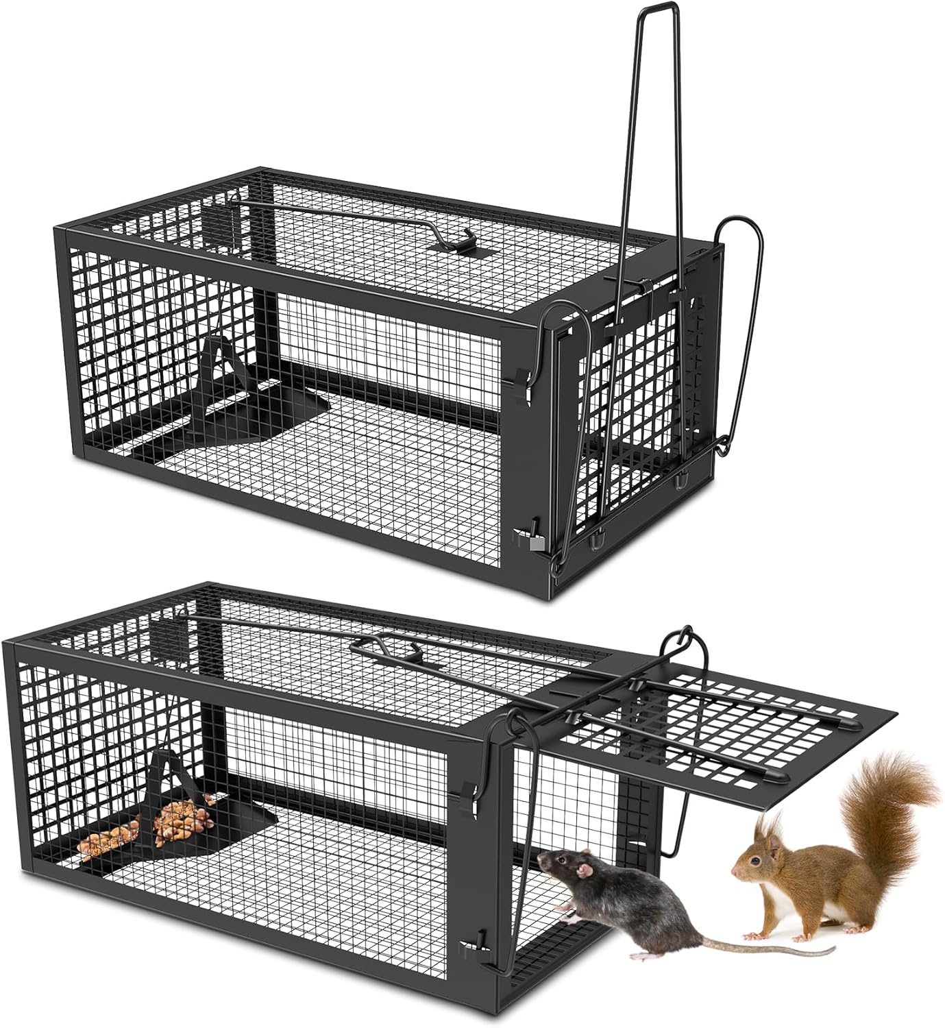 Wanqueen Rodent Traps: Humane Live Animal Catch & Release - 2 Pack