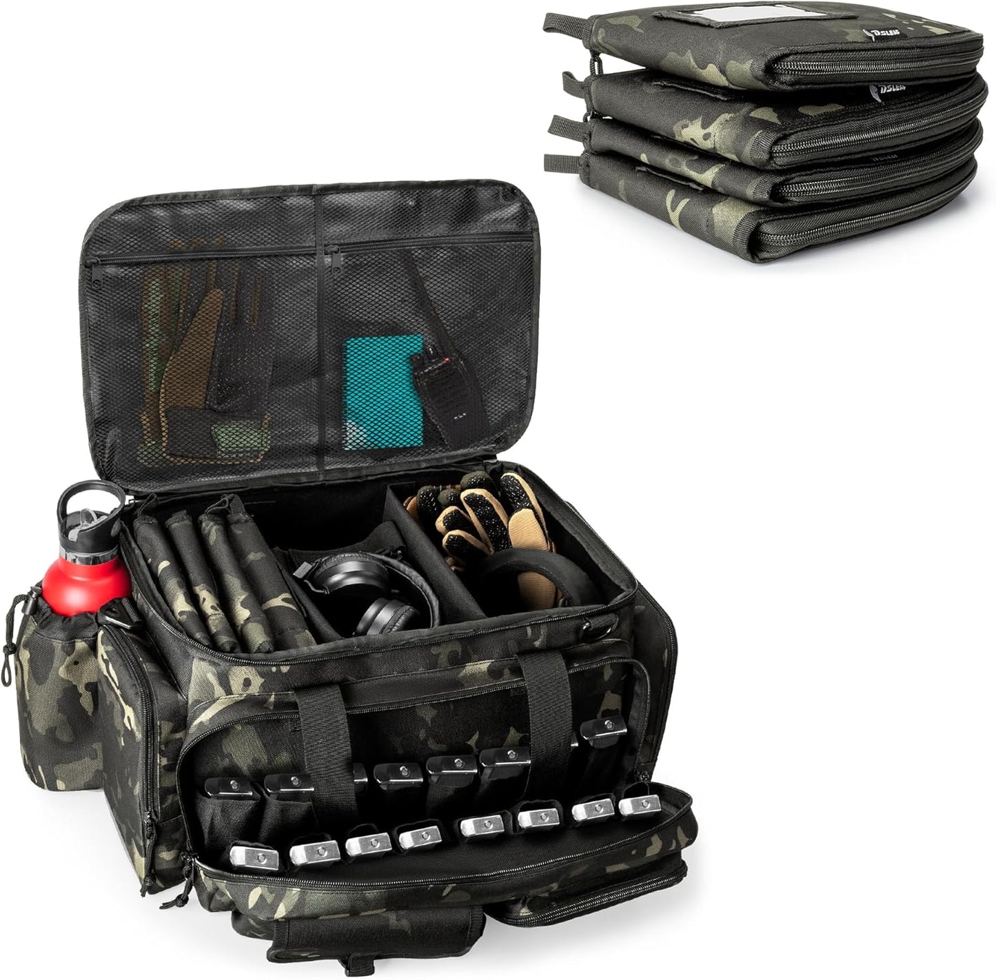 DSLEAF Tactical Pistol Range Bag with 4 Pistol Cases and More
