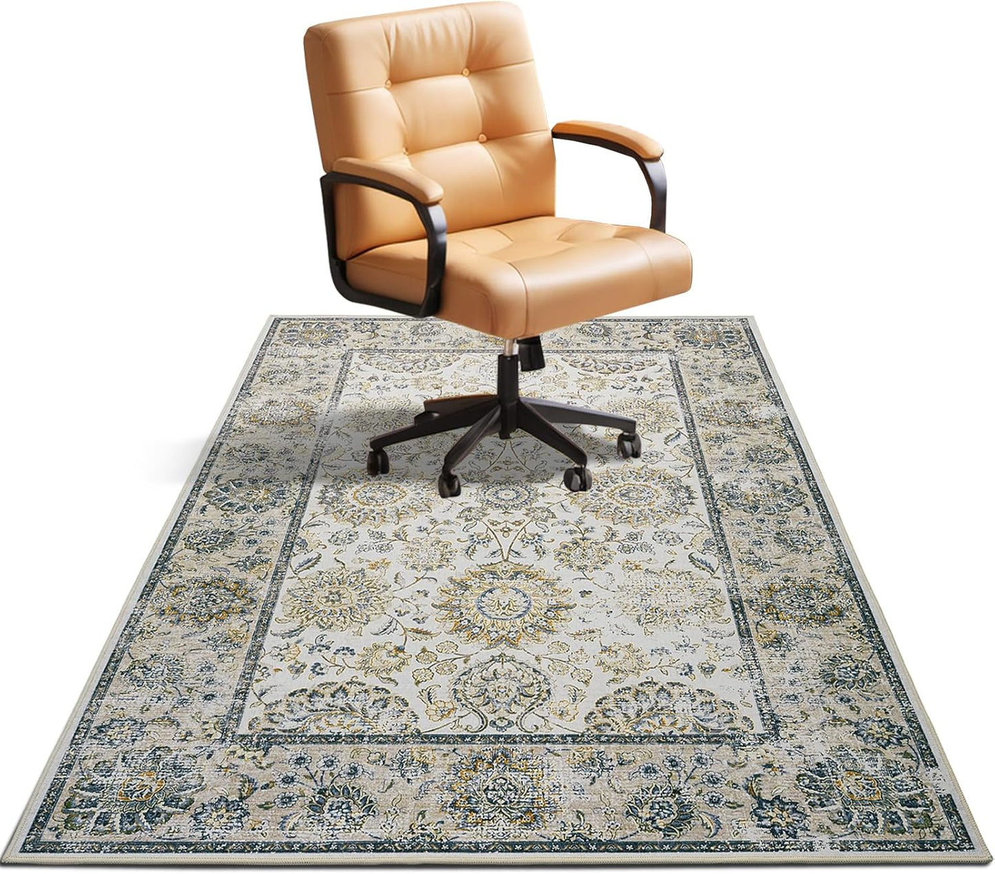48x60 Office Chair Mat for Hardwood Floor with Floral Design