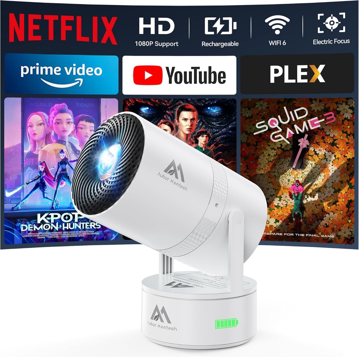 270Mount Battery Powered Projector with Wifi and Bluetooth