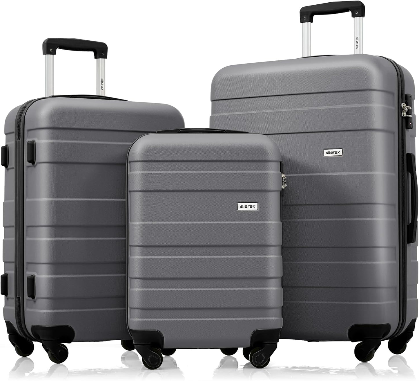 Merax 3 Piece ABS Hardside Luggage Set with Spinner Wheels
