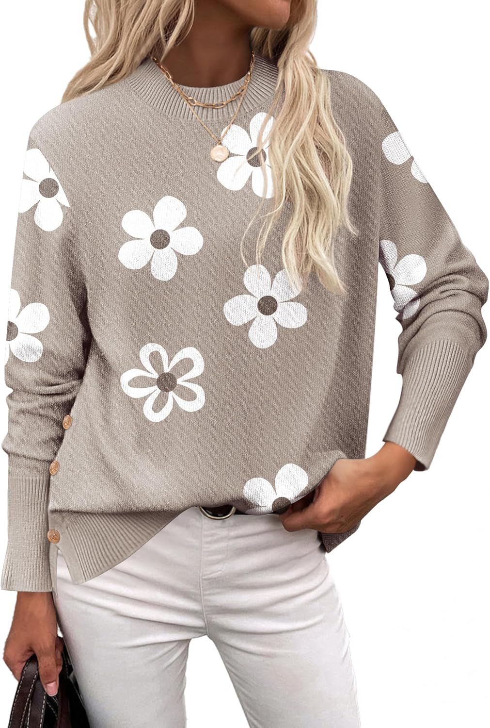 Trendy Casual Pullover Tops for Women - Loose Knit Sweaters