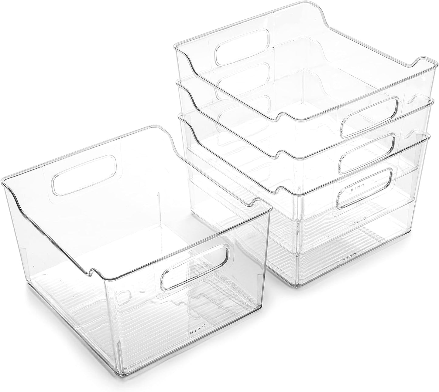 BINO Clear Plastic Storage Bins - 4 Pack for Organizing