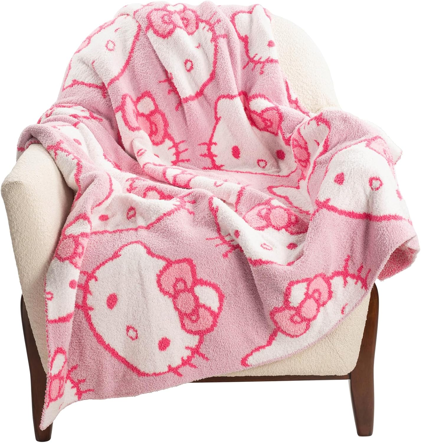 Hello Kitty Feather Knit Fluffy Throw Blanket - Soft & Cozy