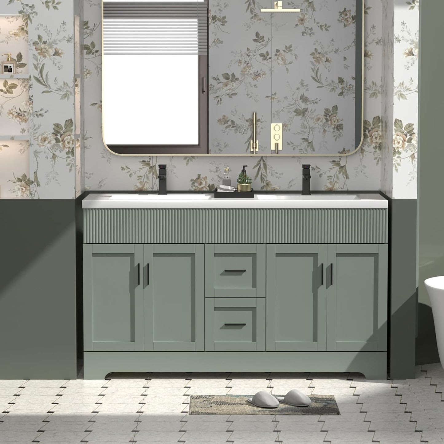 eclife 60in Bathroom Vanities Sink Combo with Modern Design