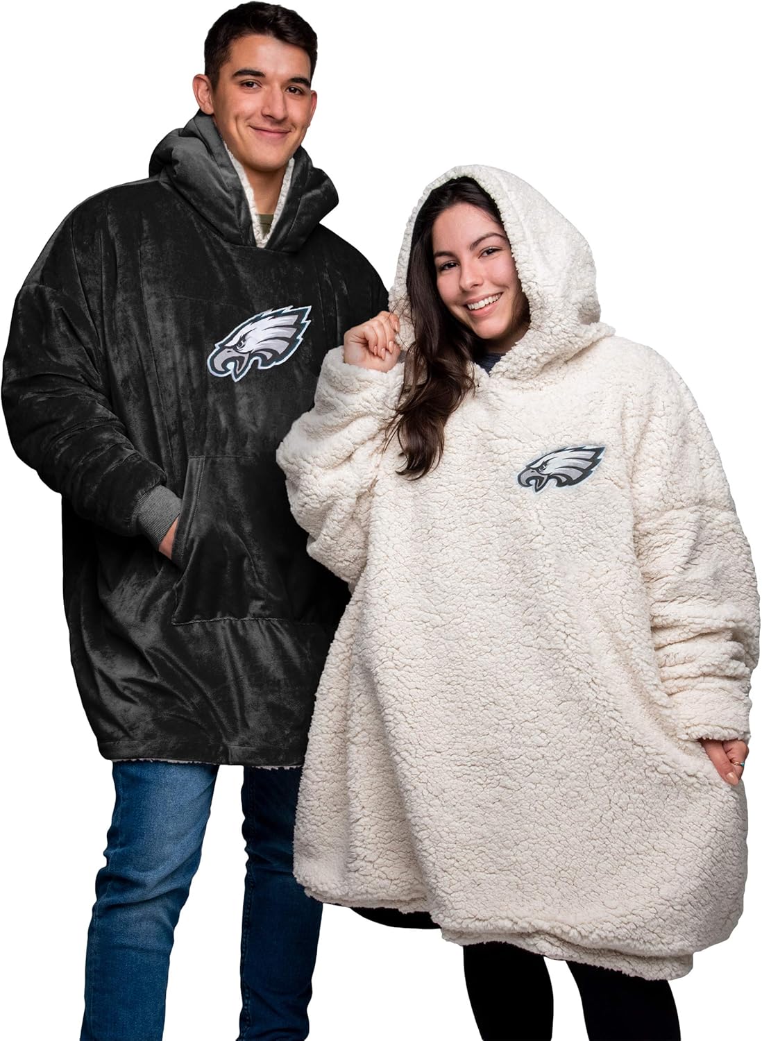 FOCO NFL Unisex Team Reversible Oversized Sherpa Hoodie Sweatshirt