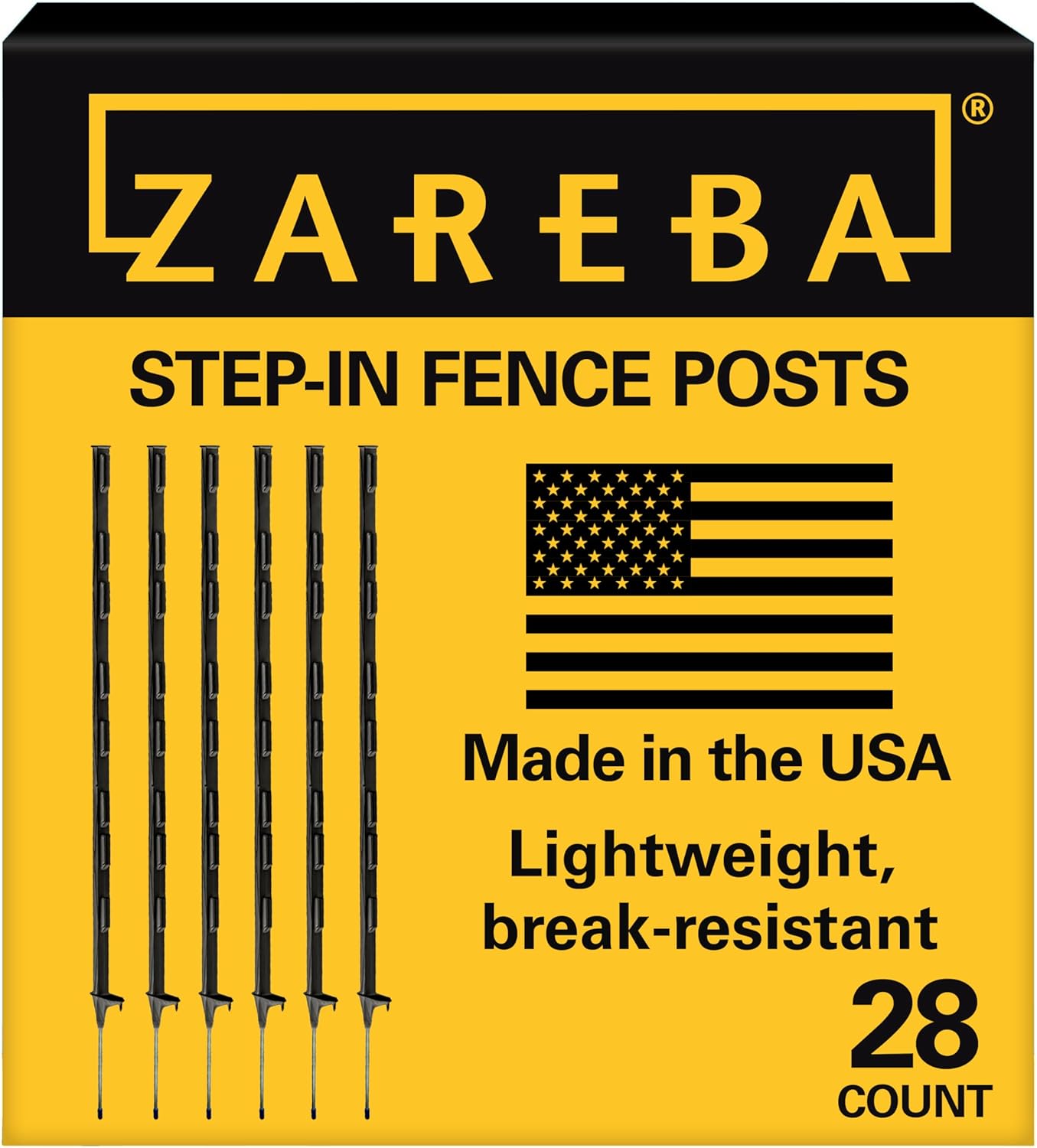 Zareba A-48B Electric Fence Posts - Sturdy 4-Foot Design