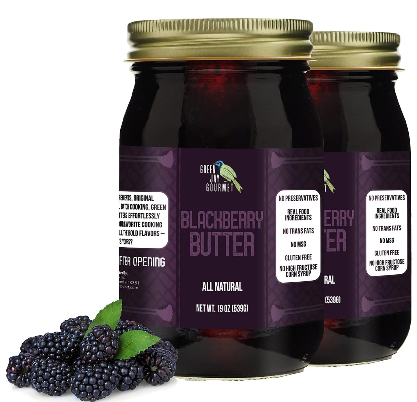 Green Jay Gourmet Blackberry Butter - All-Natural Fruit Spread