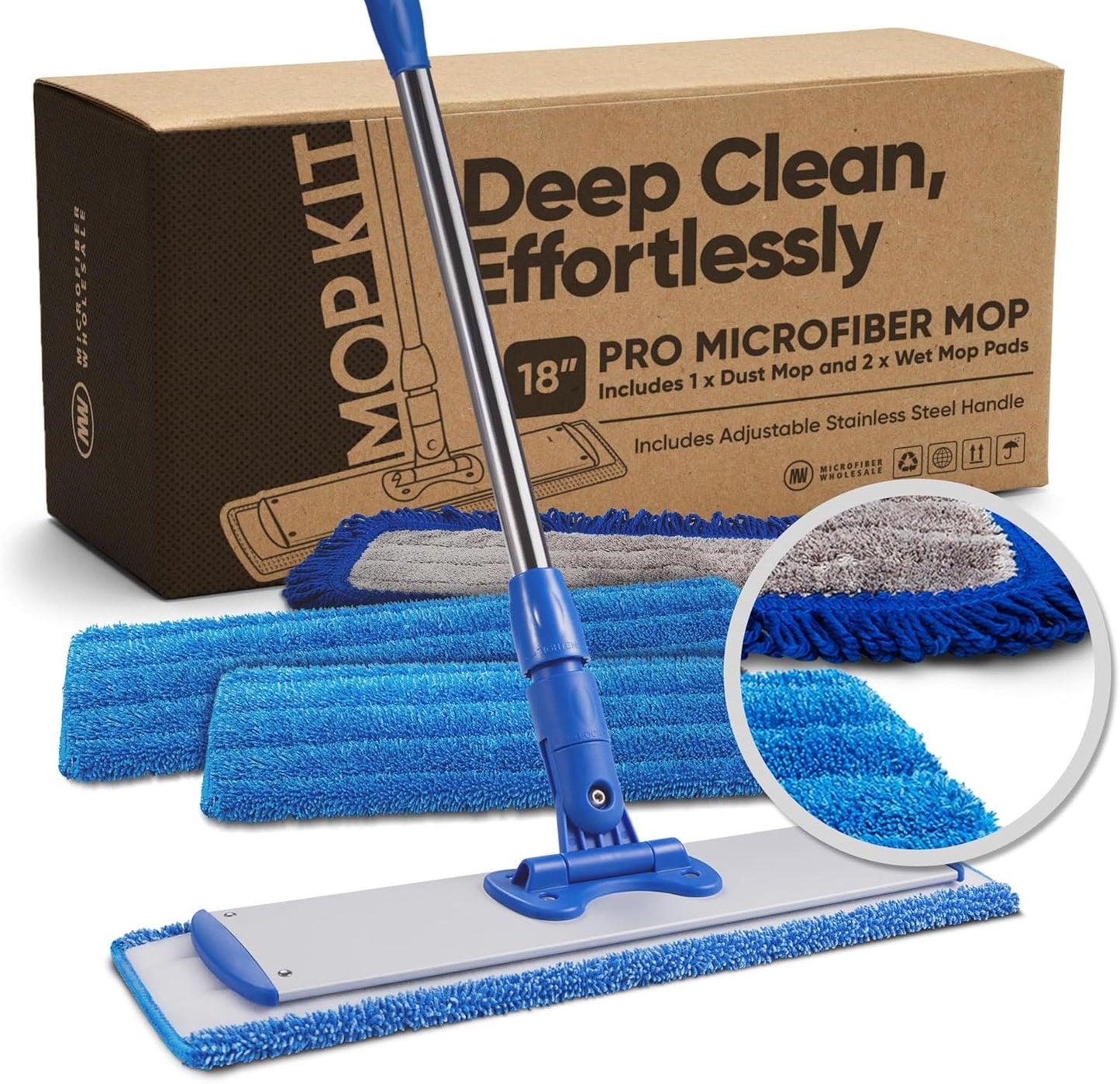 18 Pro Microfiber Hardwood Floor Mop for Quick Cleaning Power