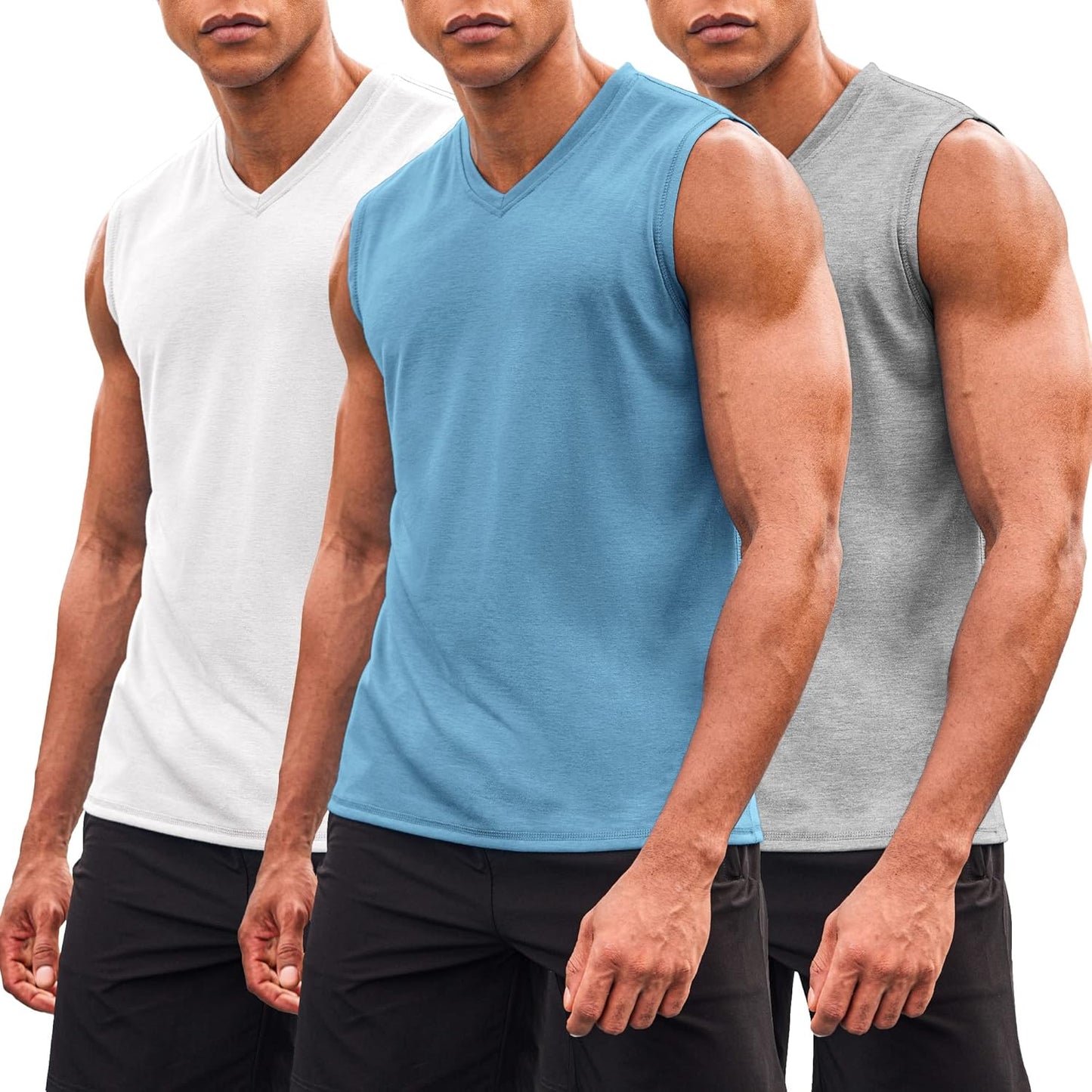 COOFANDY Men's Muscle Tee 3-Pack | Gym Sleeveless Shirts