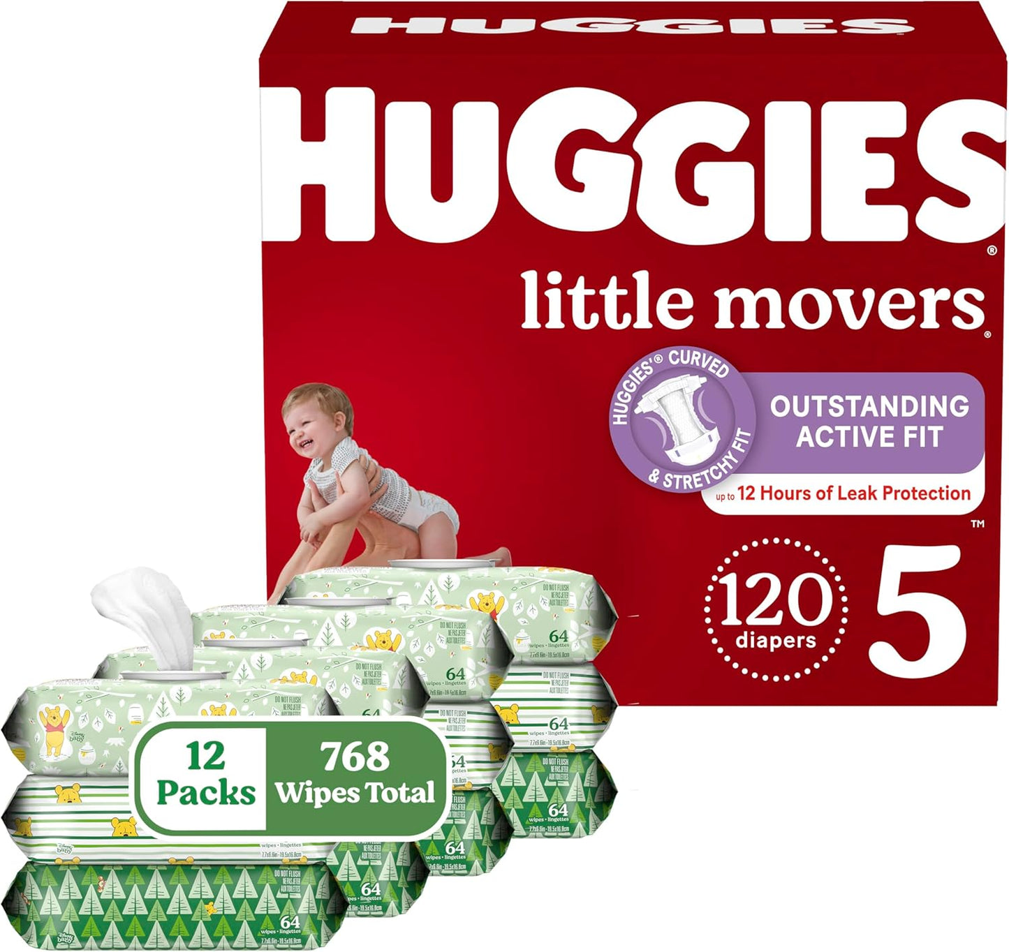 Huggies Little Movers: Size 5 Diaper & Wipes Bundle
