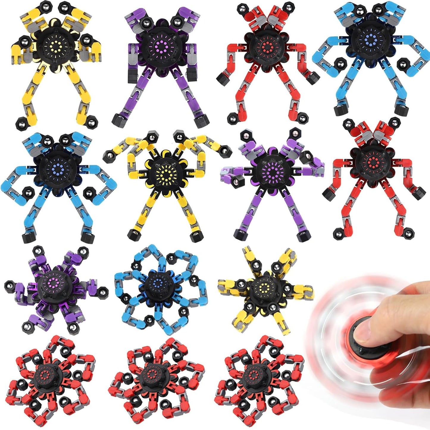 Transformable Fidget Spinner Set - Fun DIY Robot Toy