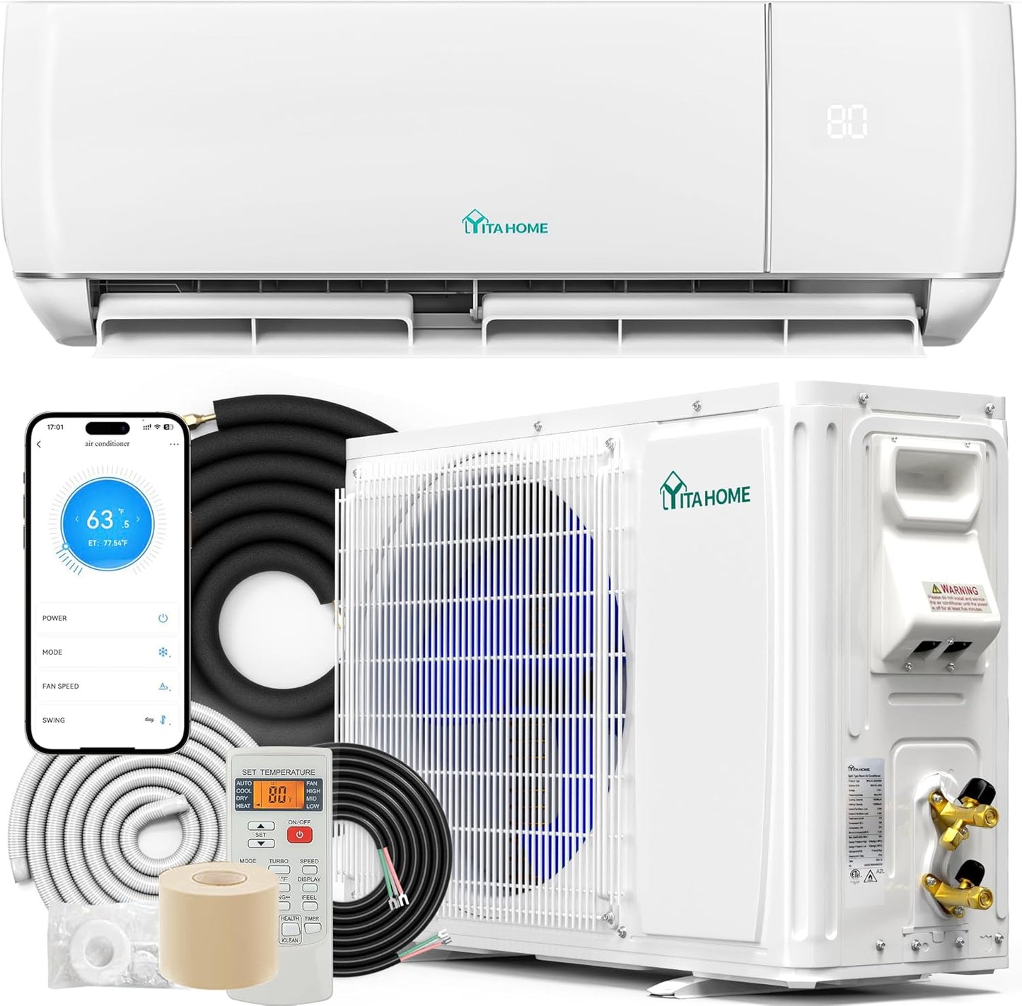 YITAHOME 12000 BTU Wifi Mini Split AC - Cool 750 Sq. Ft