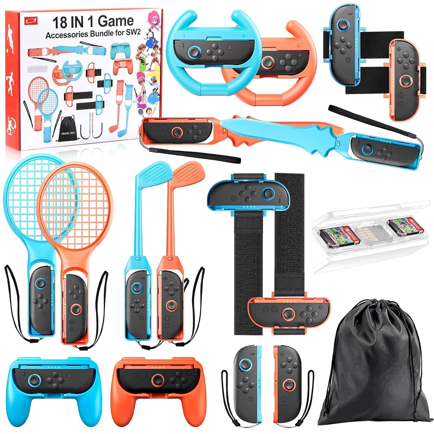18 in 1 Switch 2 Sports Accessories Bundle for Nintendo Switch