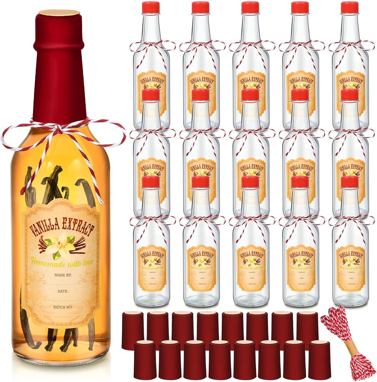 16 Pcs Vanilla Extract Bottles for Homemade Liquids Storage