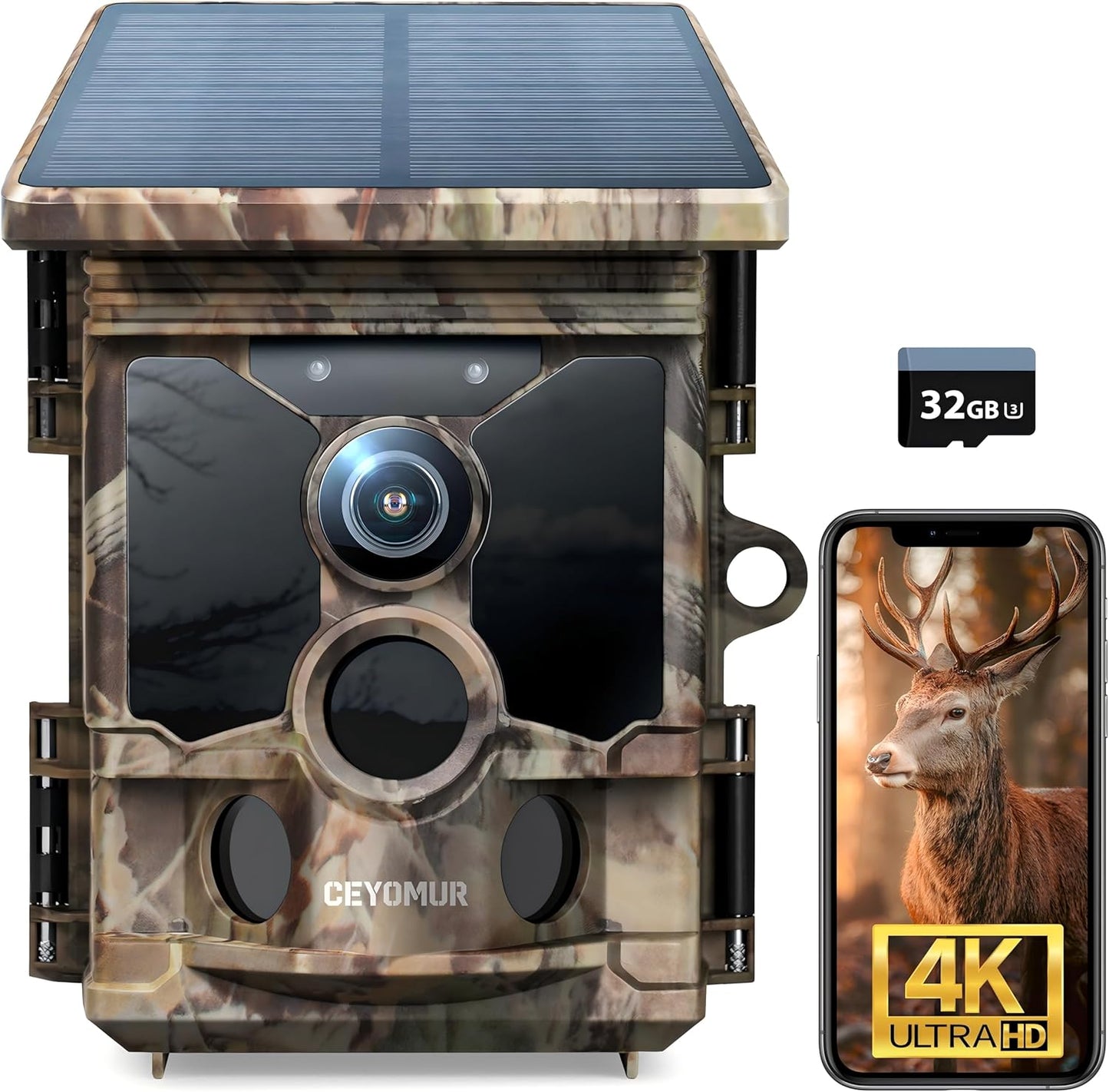 CEYOMUR Solar Trail Cam: 4K Night Vision