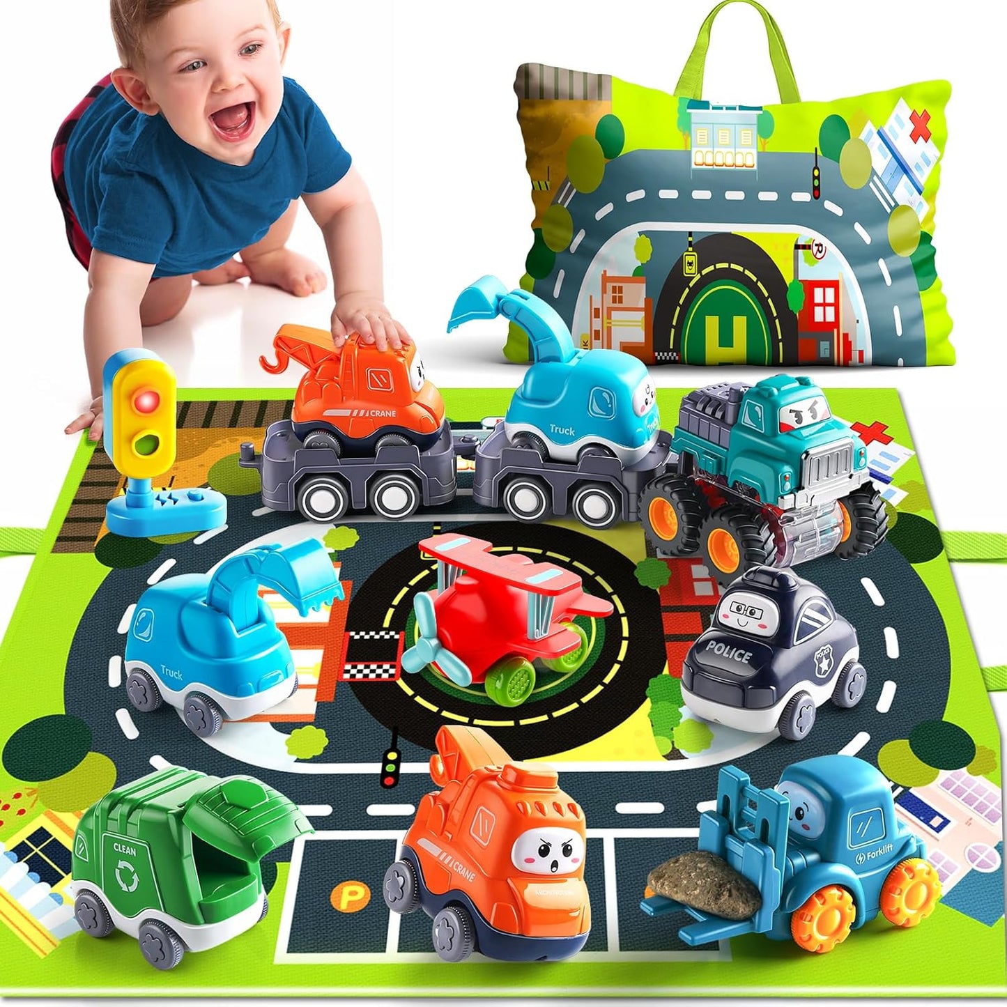 Bessome Cartoon Truck & Playmat Set | 1 Year Old Boy's Best Toy!