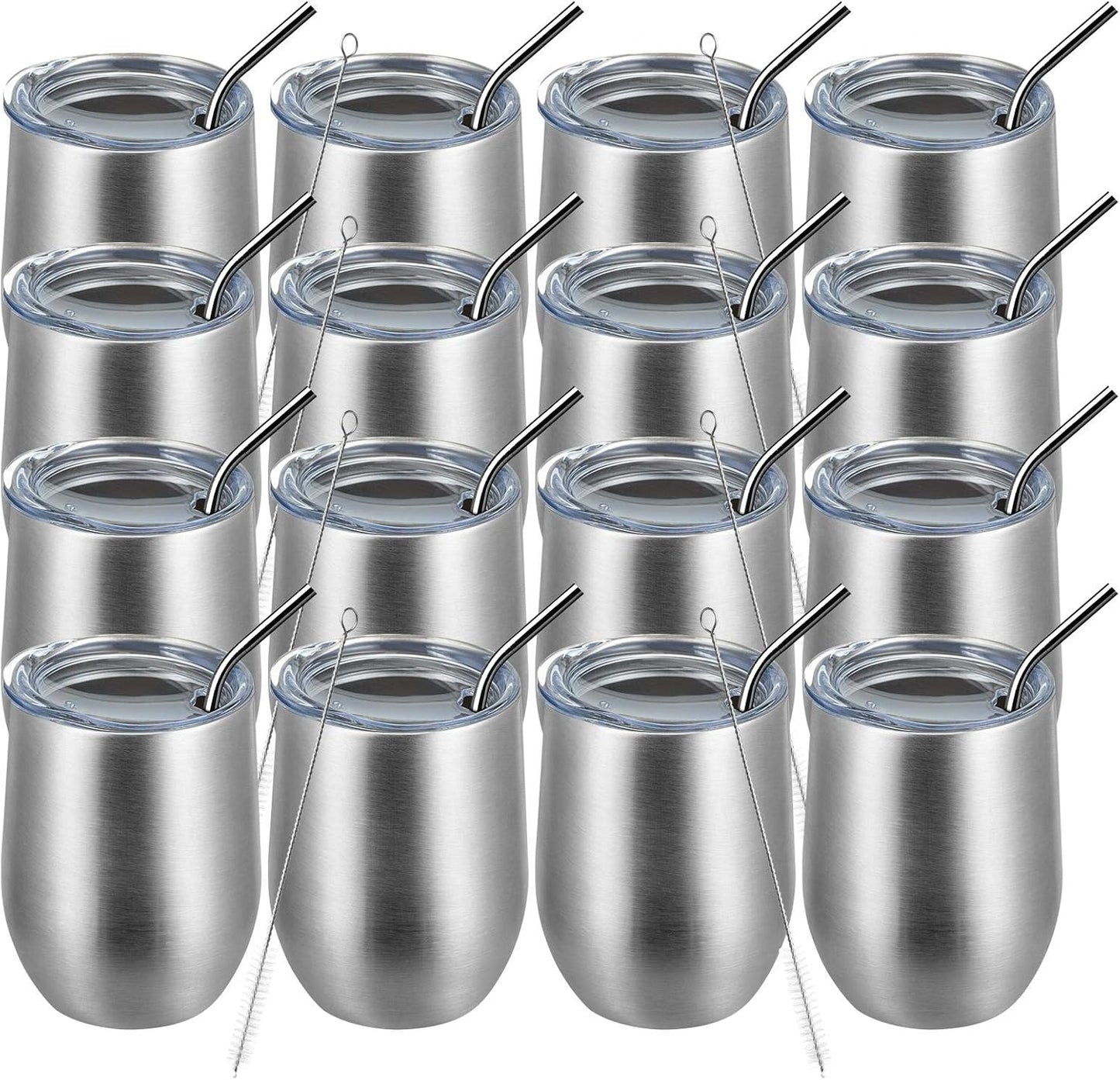 12oz Wine Tumbler Set of 16 - Insulated Travel Mug for Drinks
