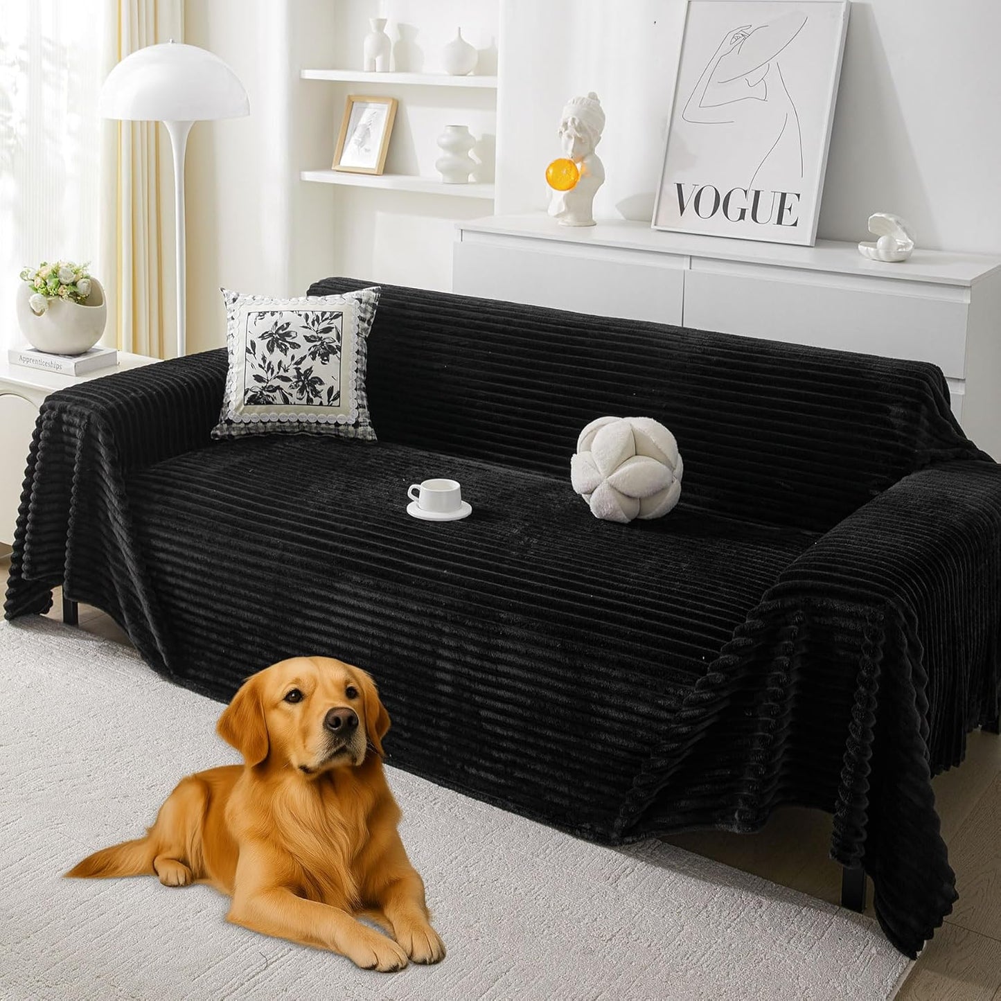 Faux Fur Sofa Covers for 3 Cushion Couch - Pet Friendly & Soft