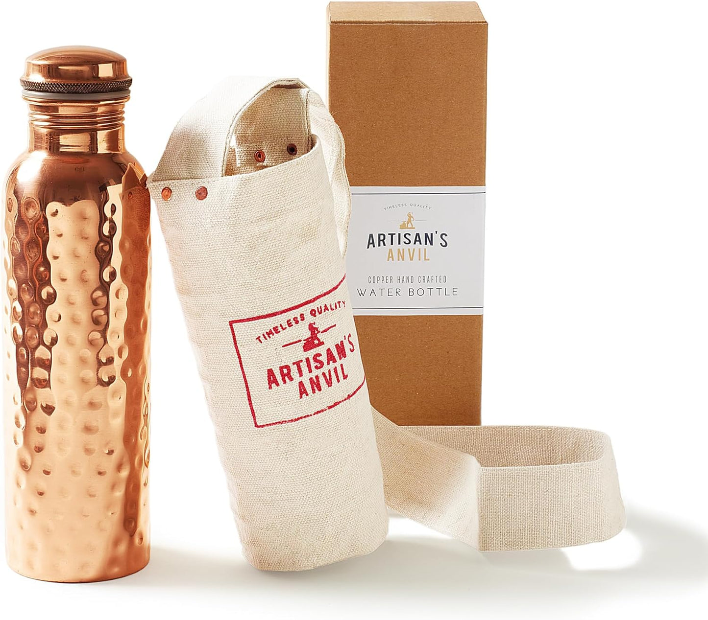 Artisan's Anvil Copper Water Bottle - 32oz for Hydration