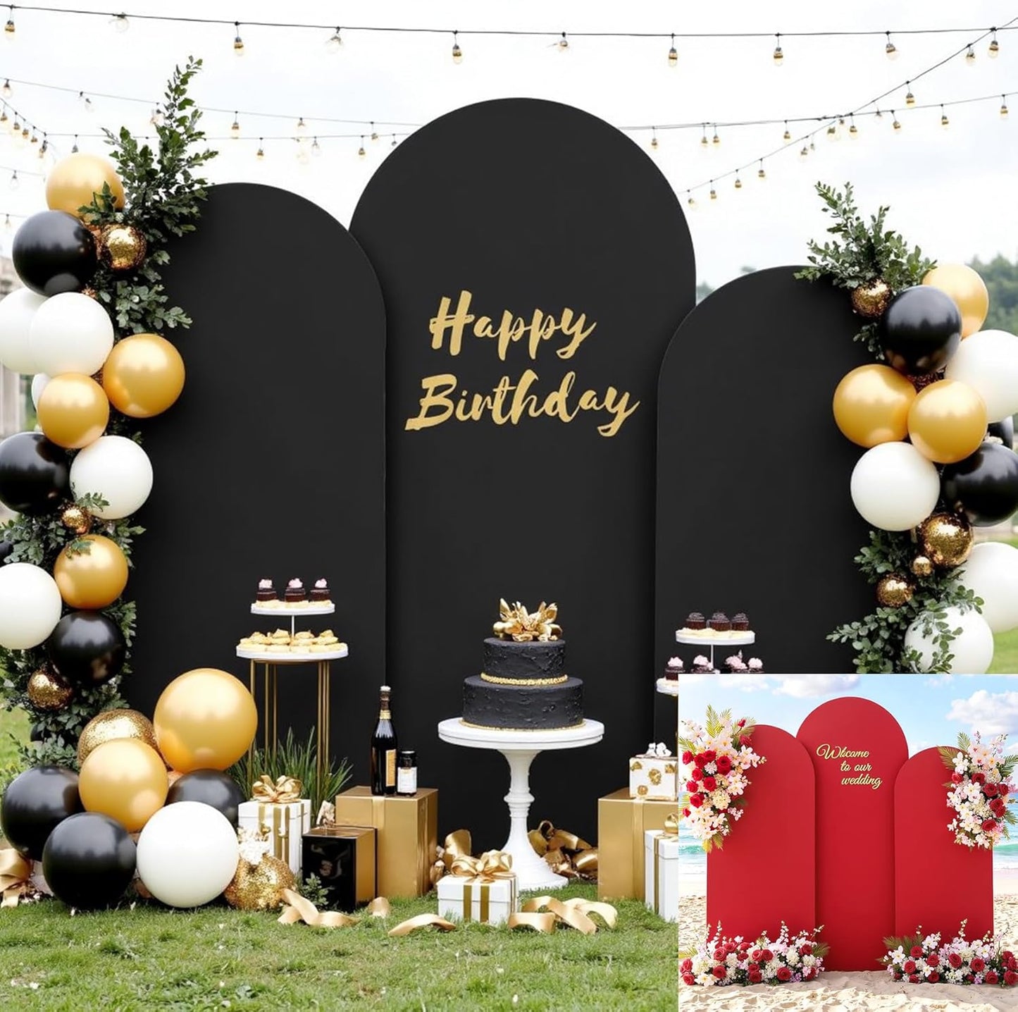 Black and Red Arch Backdrop Cover Set for Stunning Events