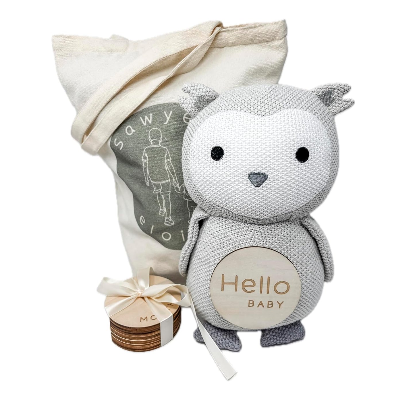 Monthly Baby Milestone Knit Cotton Stuffie for Newborns