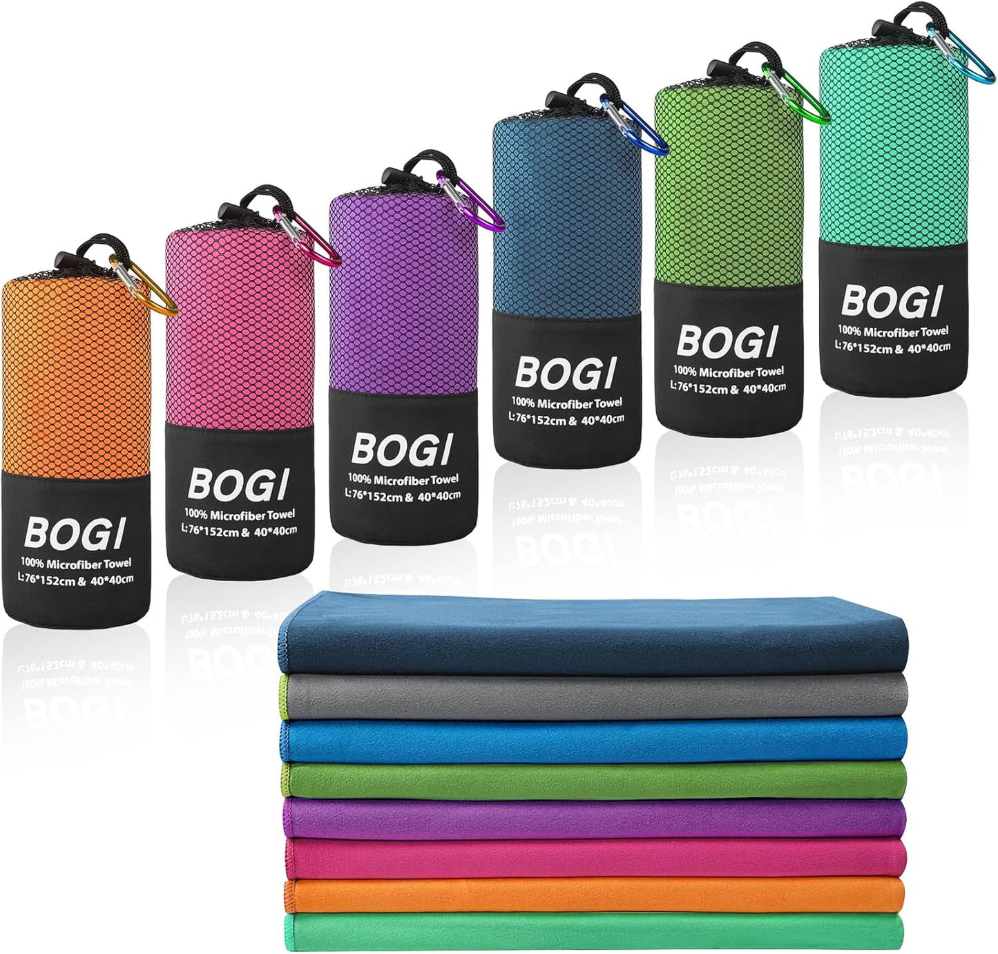 BOGI Quick Dry Microfiber Travel Towels - Compact & Absorbent