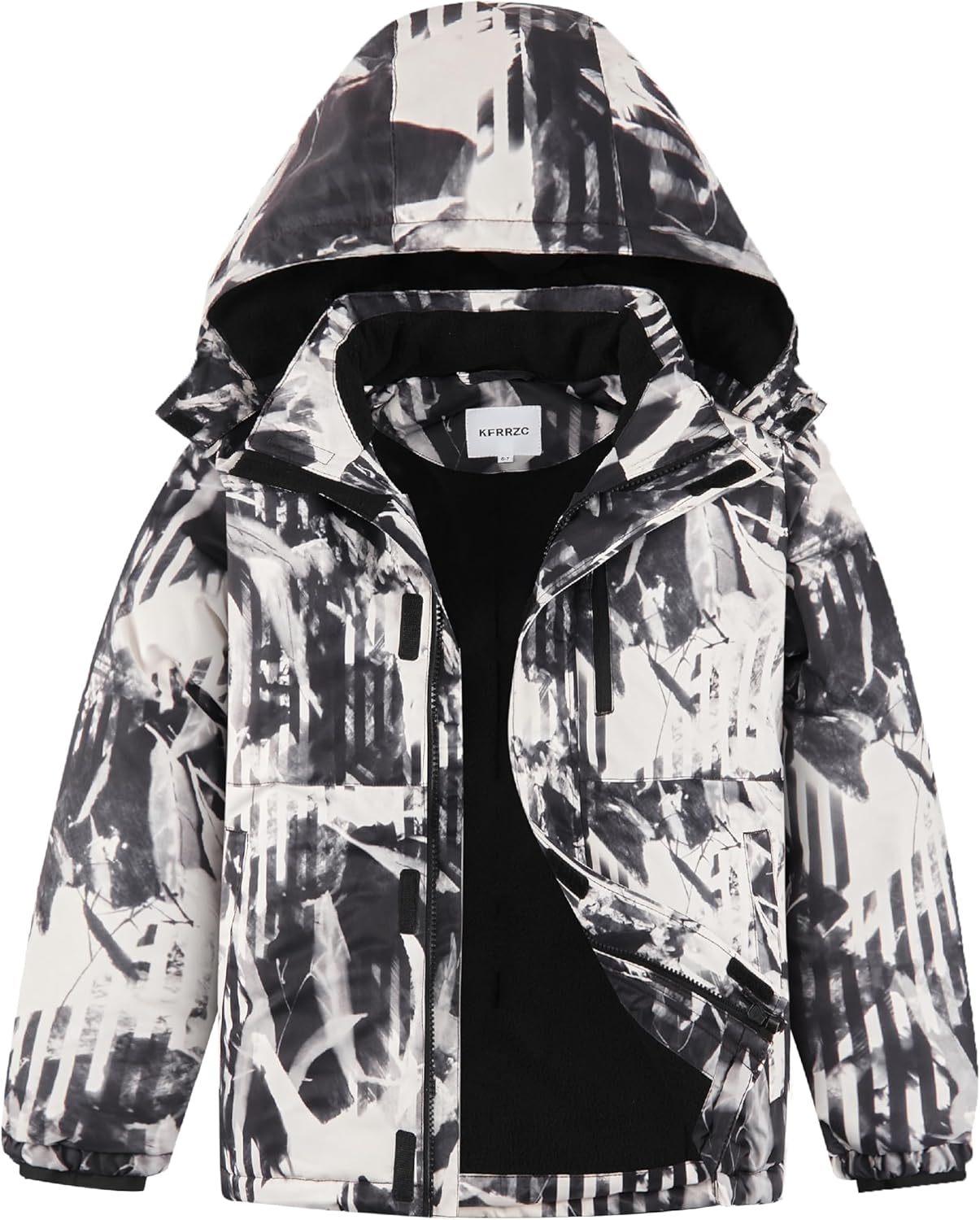 Boys Winter Waterproof Ski Jacket with Detachable Hood for Kids