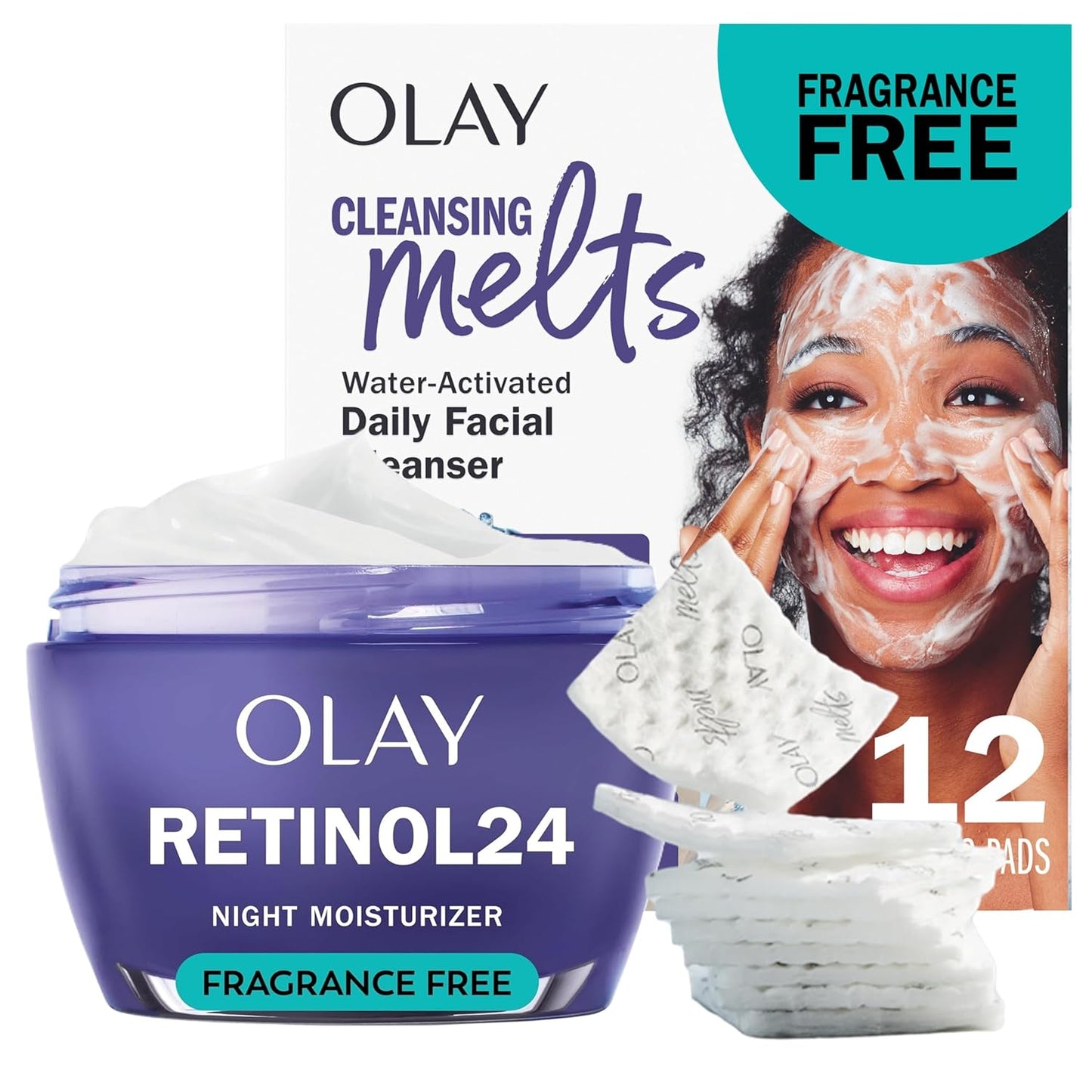 Olay Retinol 24 Face Moisturizer & Cleansing Melts Bundle Deal