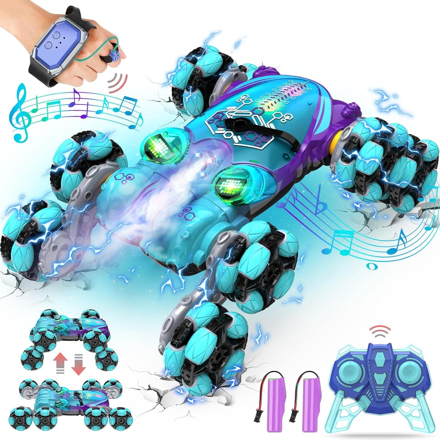 8WD Gesture Sensing RC Stunt Car for Boys with Lights & Spray