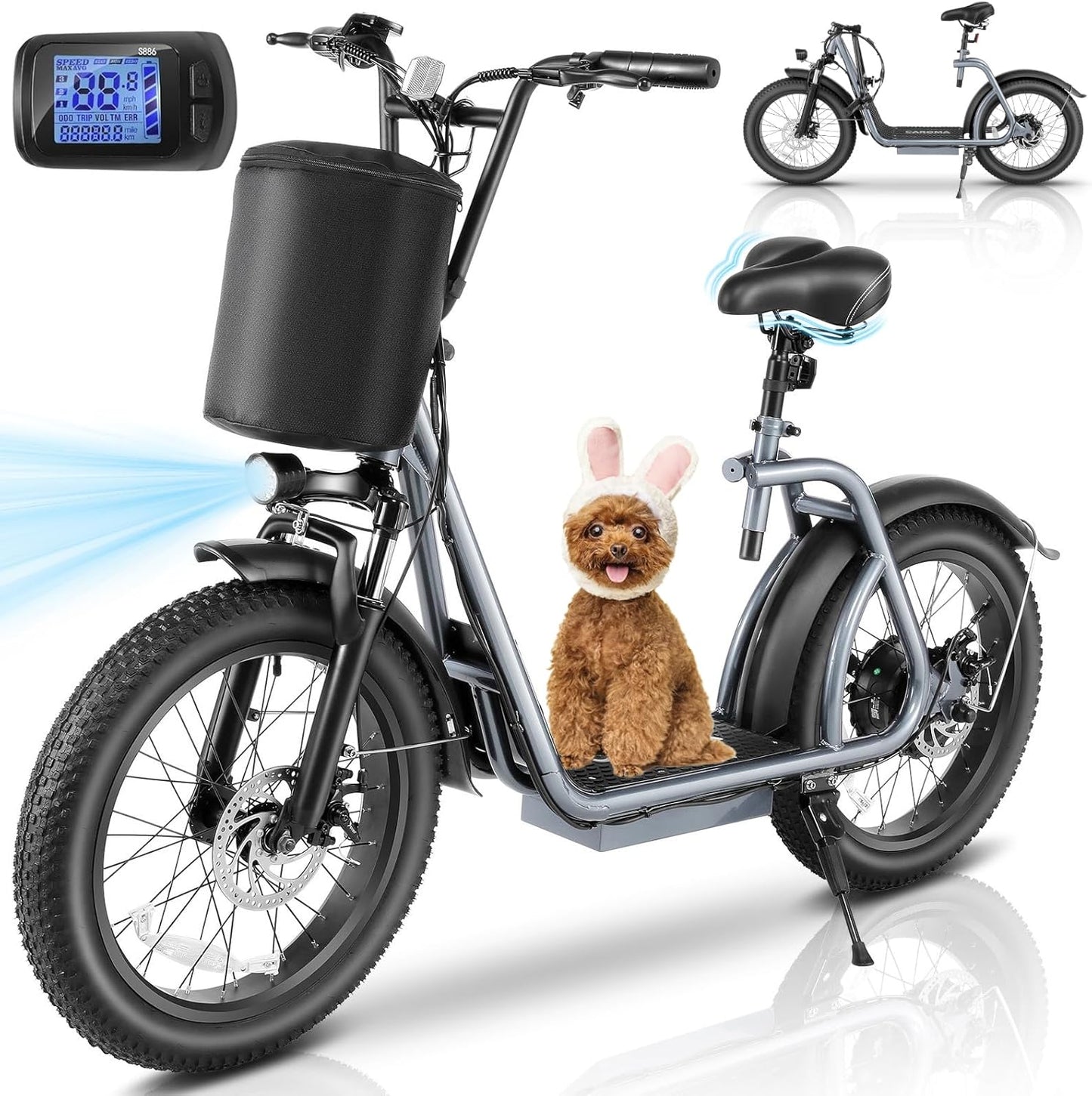 Caroma Peak Electric Scooter with Seat for Adults & Pets