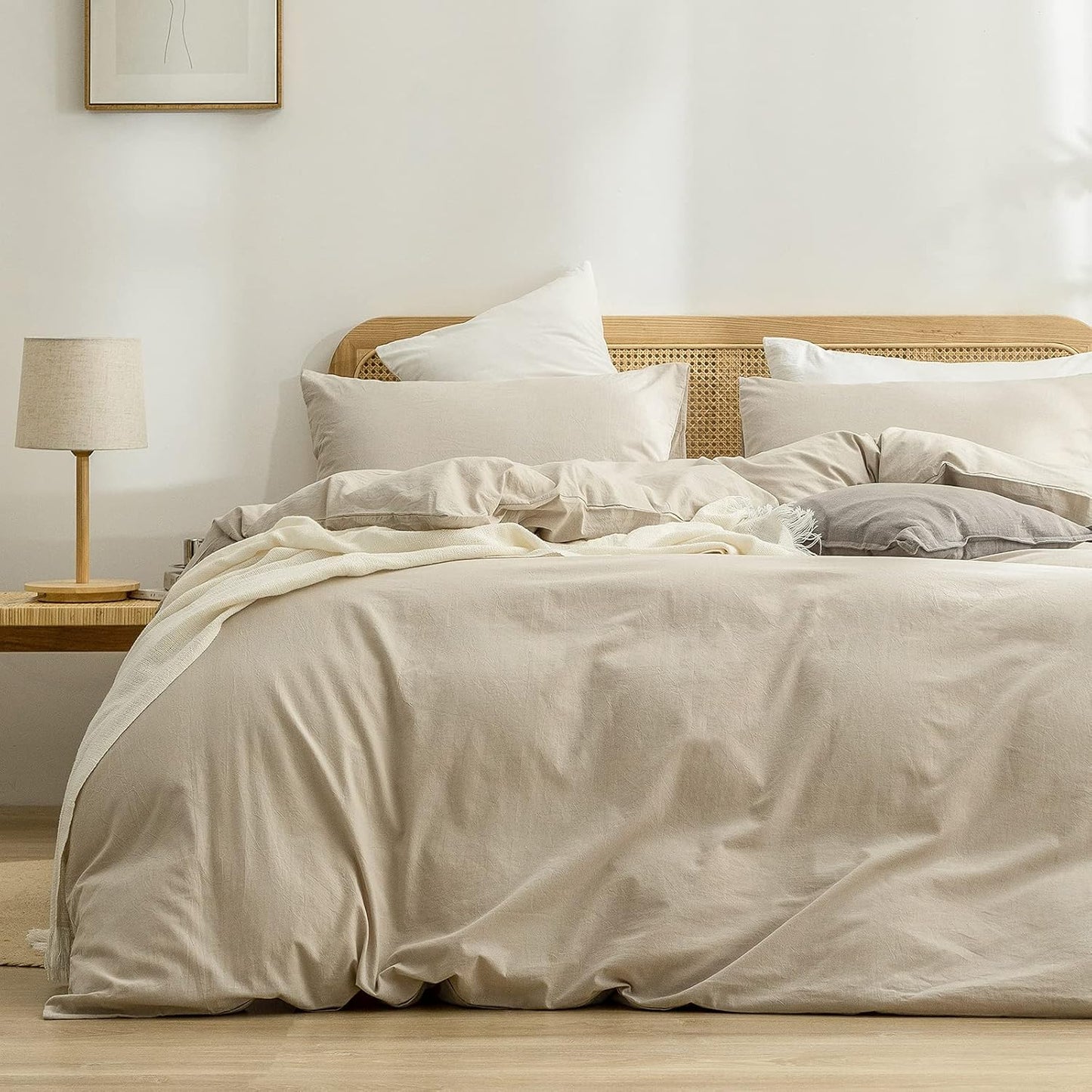 BESTOUCH Duvet Cover Set 100% Washed Cotton for Chic Comfort