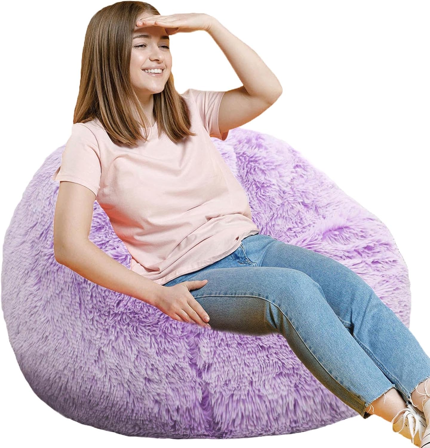 Fluffy Bean Bag Chair for Kids & Teens - Ultra Soft Faux Fur