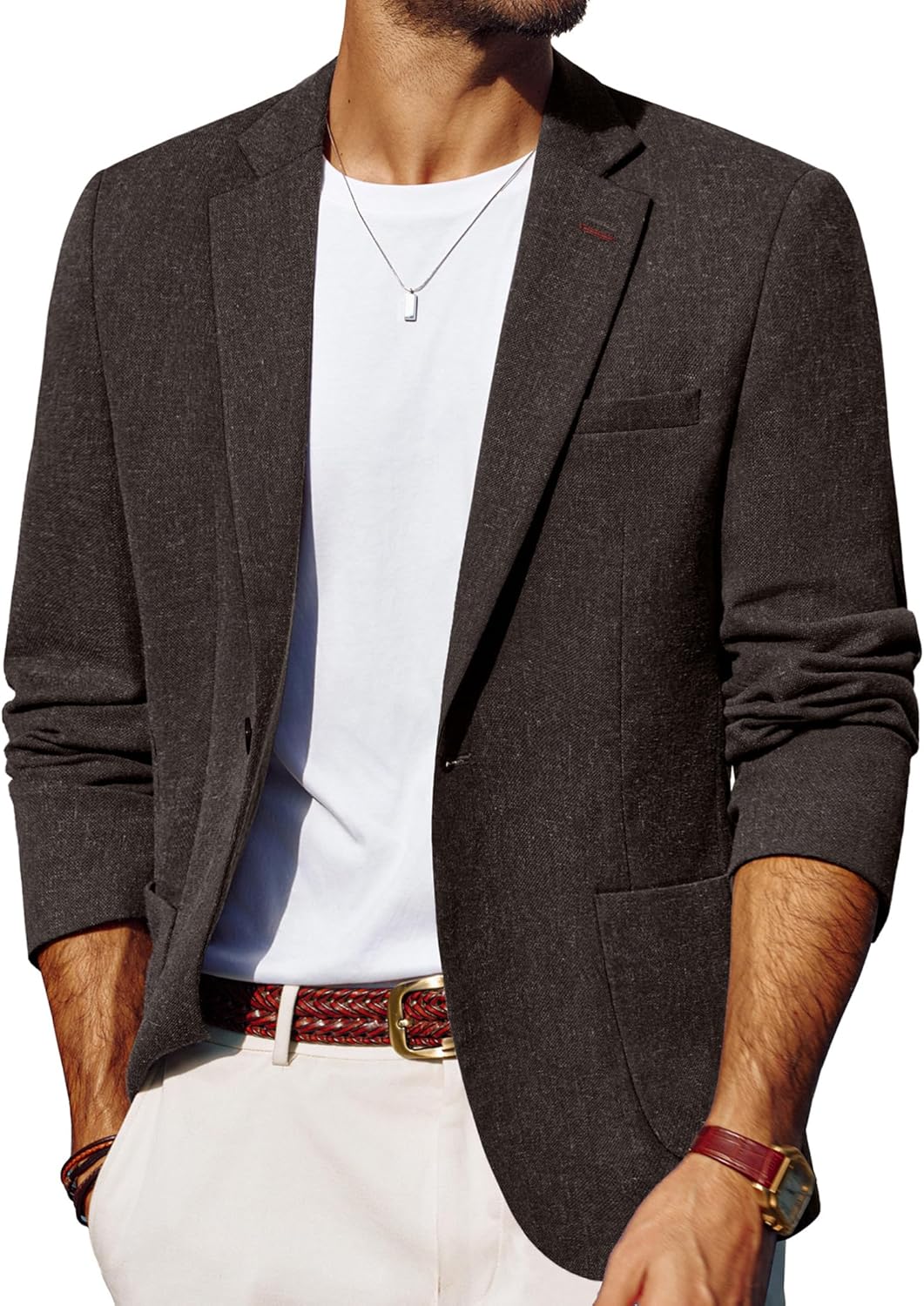 PJ PAUL JONES Mens Blazer Lightweight One Button Suit Jacket