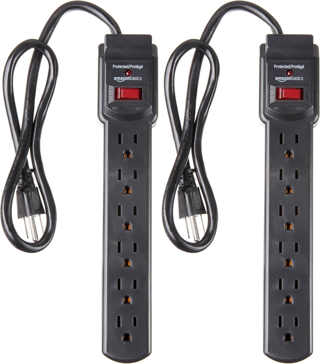 2-Pack Basics Power Strip with 200J Protection