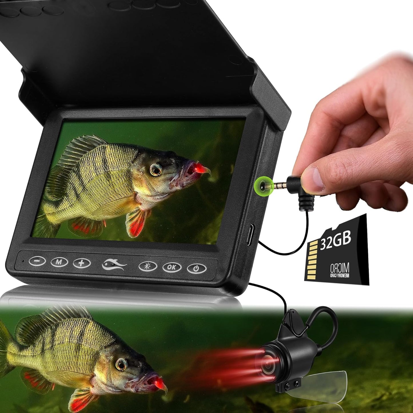 FishPRO Underwater Fishing Camera 4.3ft' with DVR and 32GB Card