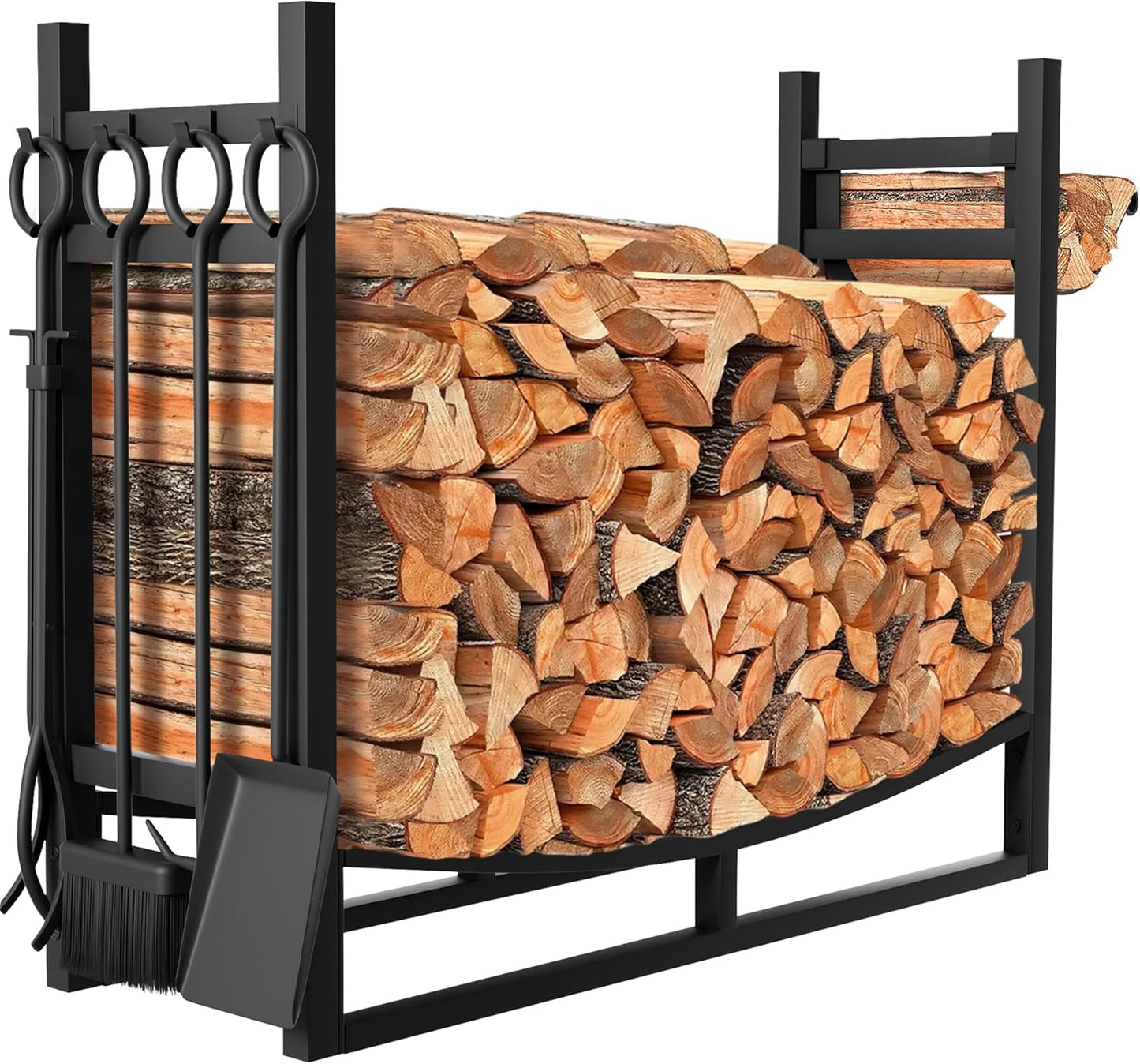 Large Firewood Rack with Tools Set for Indoor and Outdoor Use