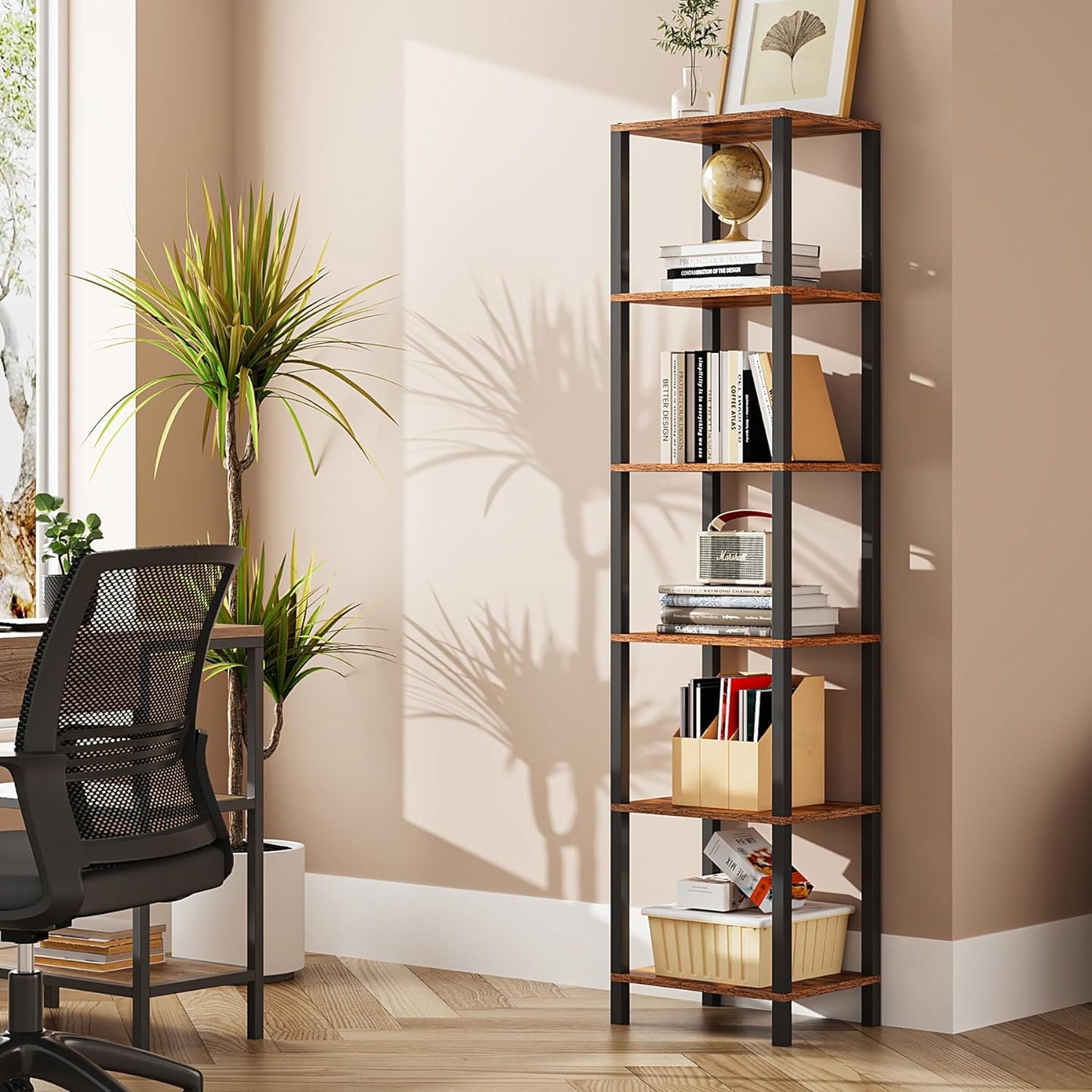 6-Tier Tall Book Shelf for Small Spaces - Stylish Storage Solution
