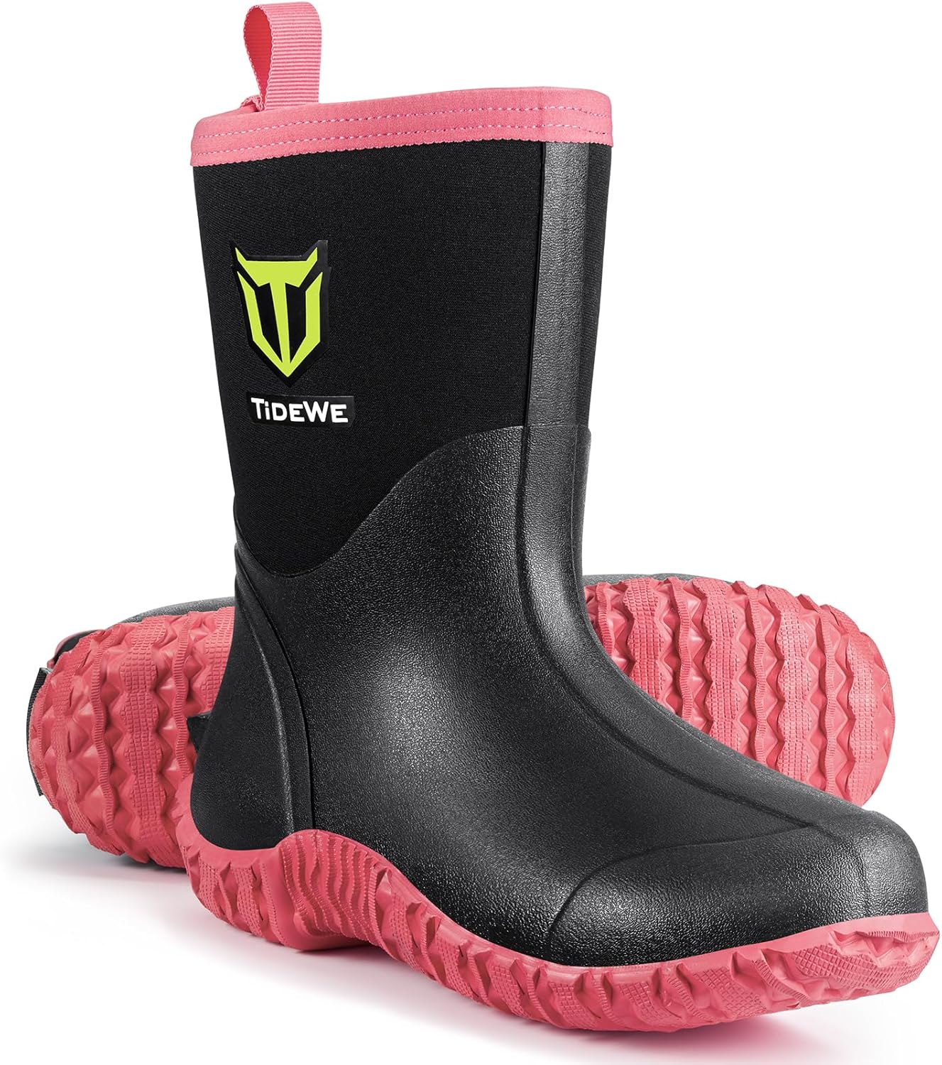 TIDEWE Waterproof Insulated Mid Calf Rubber Boots for Women