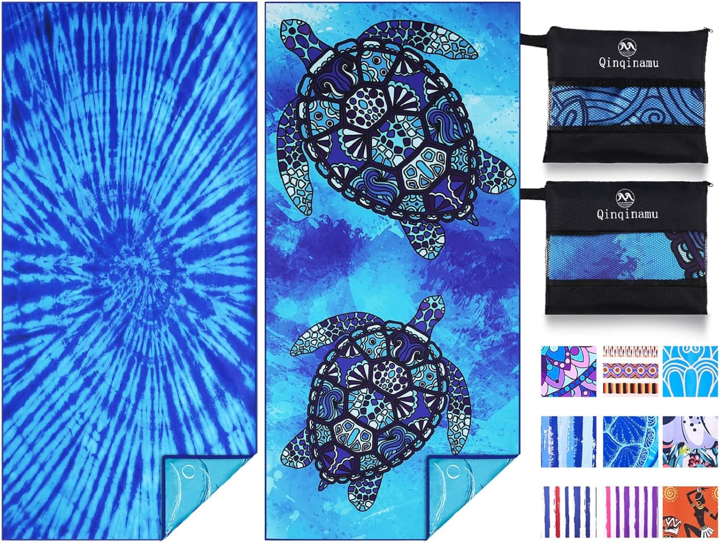 2 Pack Oversized Sand Free Beach Towels - Travel Essentials