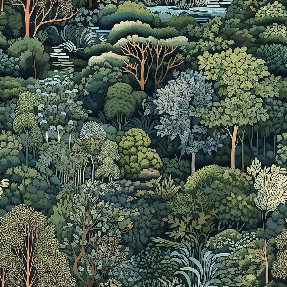 Nature Forest Trees Rivers Peel and Stick Wallpaper for Home