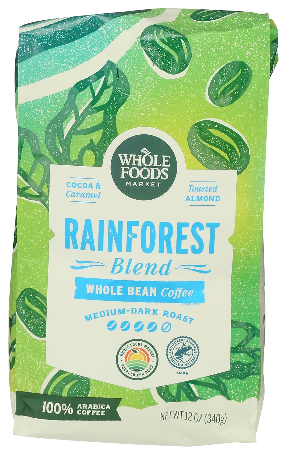 Rainforest Blend Whole Bean Coffee, Cocoa & Caramel, 12 oz